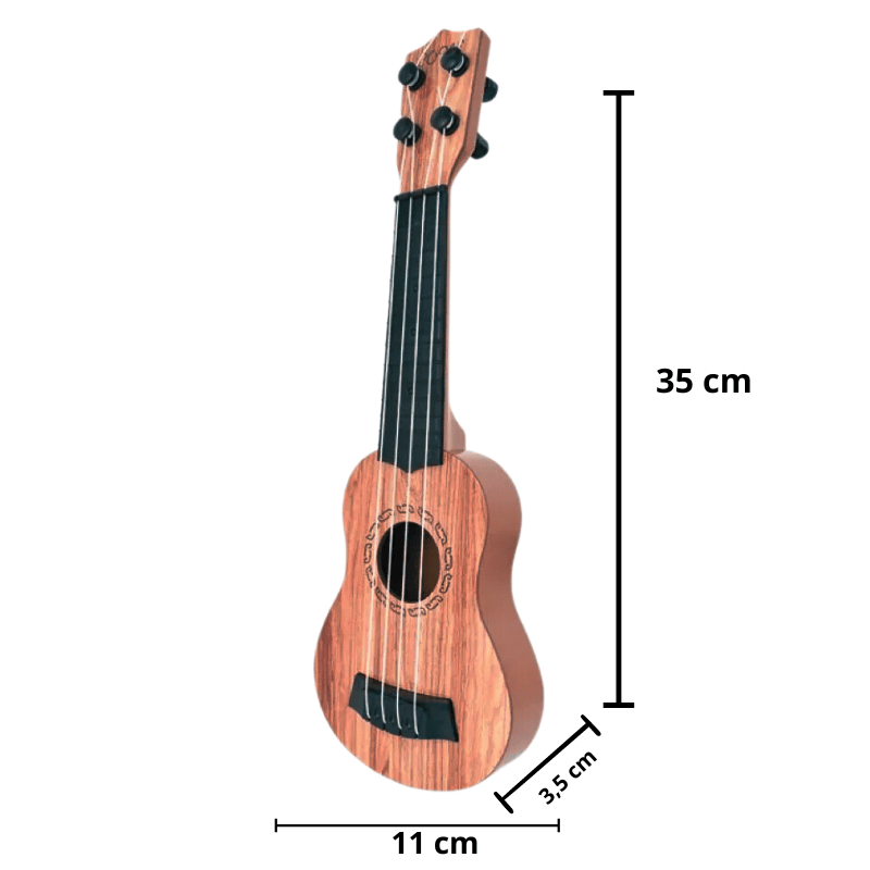 Guitarra de 4 cuerdas, de madera, 35 cm y cuerdas de recambio