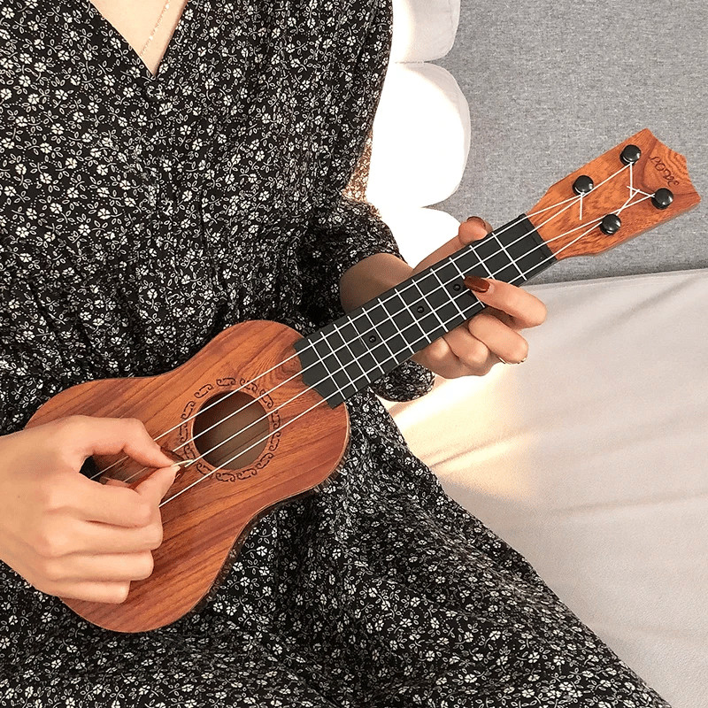 Guitarra de 4 cuerdas, de madera, 35 cm y cuerdas de recambio