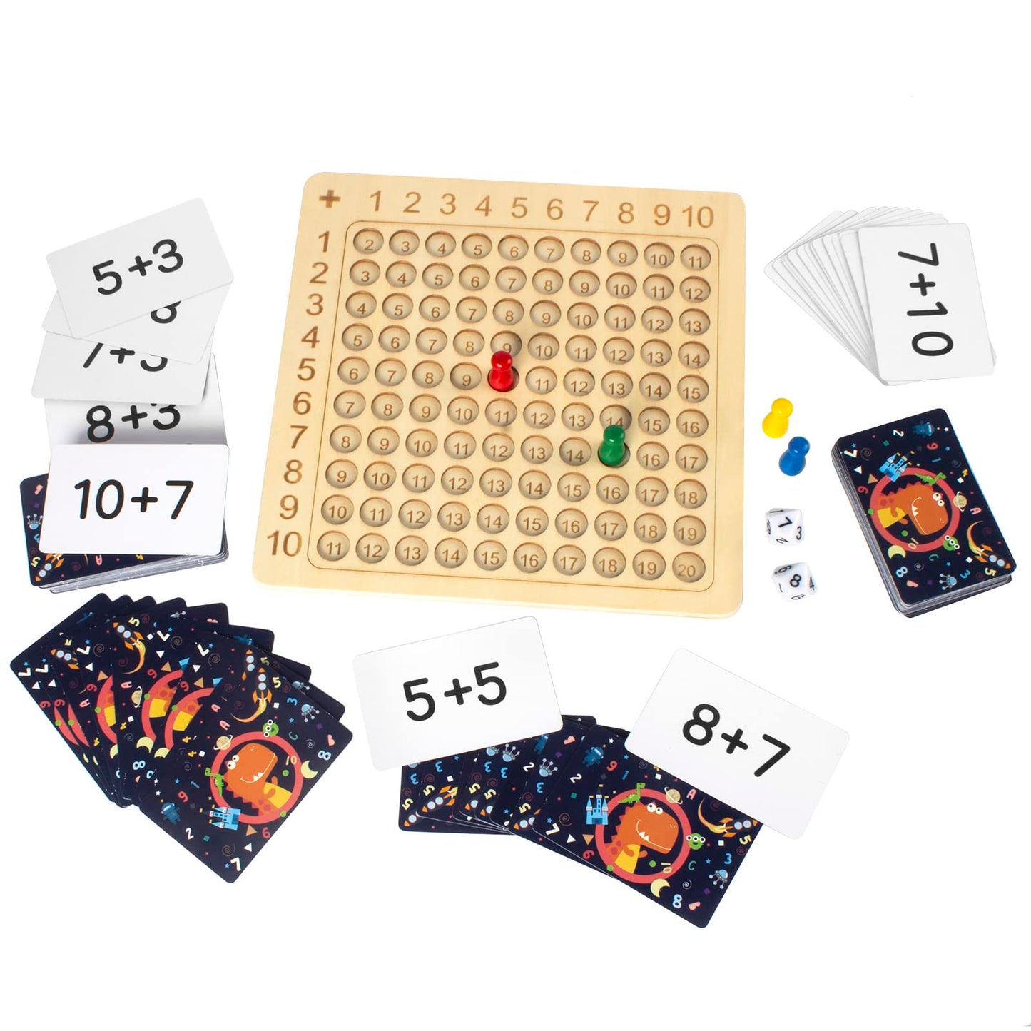 Addition or Multiplication Board Game - Educational Wooden Board with Operations