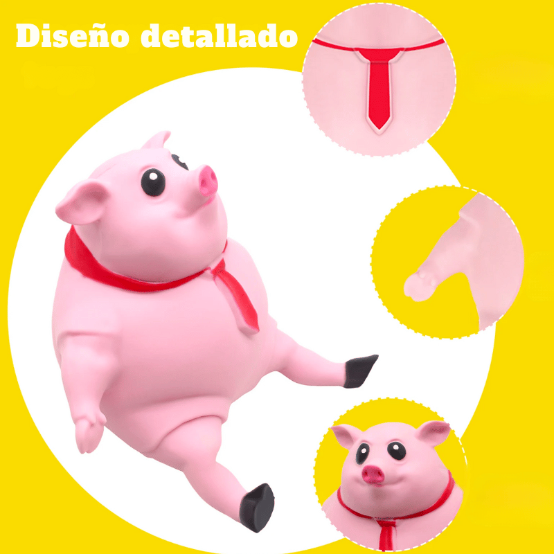 Cerdito estrujable antiestrés - Cerdo de goma maleable, 15x15 cm