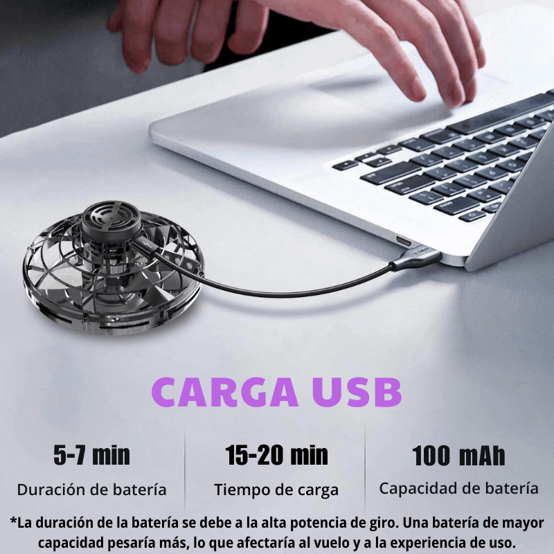 Pião Flutuante - Com carregamento USB e luzes LED