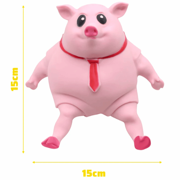 Cerdito estrujable antiestrés - Cerdo de goma maleable, 15x15 cm
