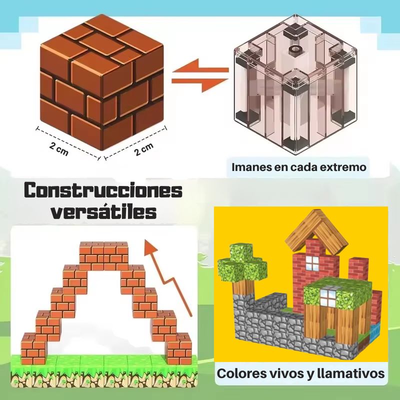 Bloques Magnéticos Creativos - Cubos con 8 imanes para crear sin límites