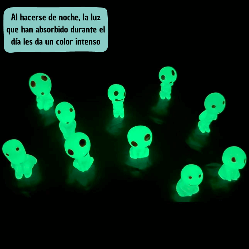 Aliens luminiscentes - 10 muñecos decorativos