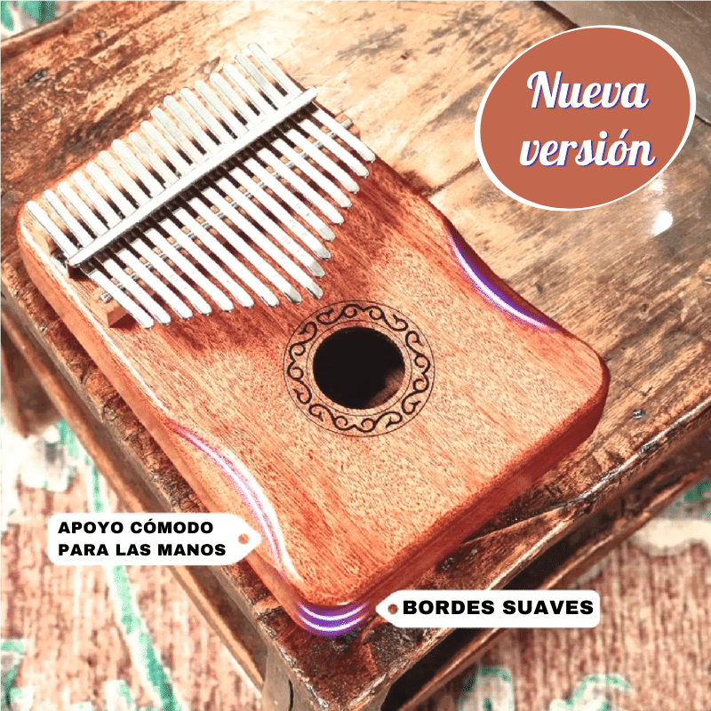 Kalimba - Piano de pulgar con 21 teclas, de madera de caoba | Kit completo con martillo afinador, dedales, guía con partituras y bolsa