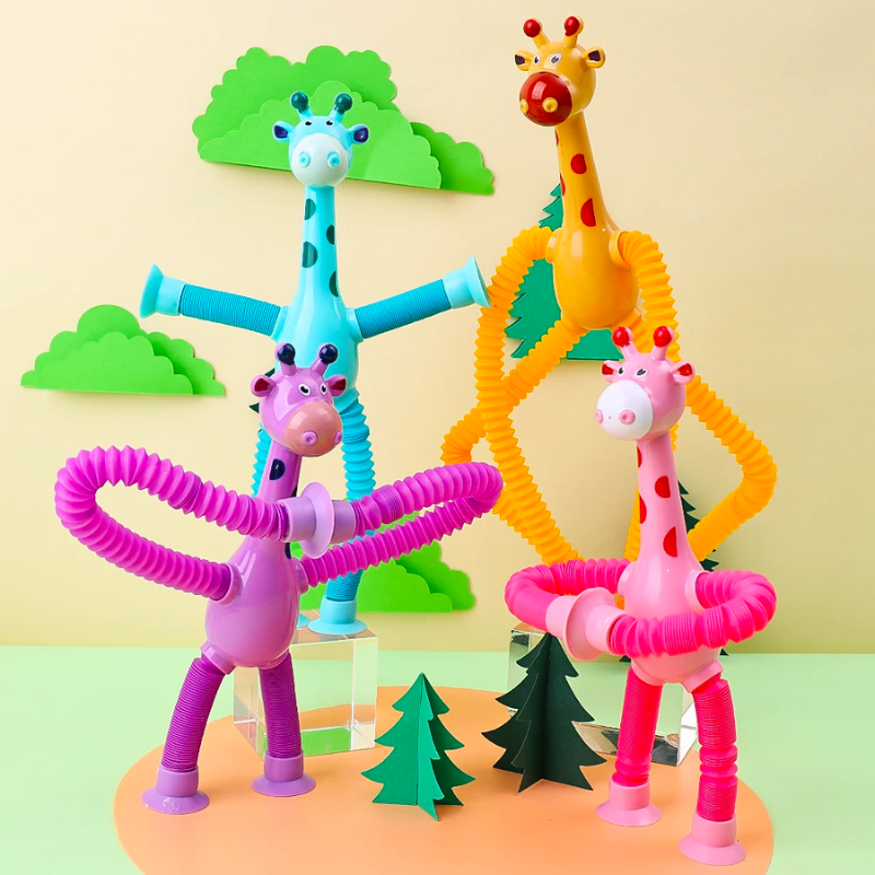 Tubular Legs - Juguetes extensibles con ventosas, pack de 4 colores
