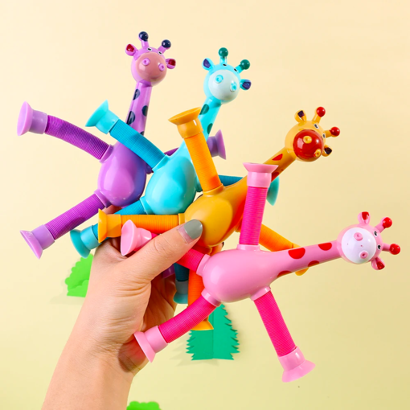 Tubular Legs - Juguetes extensibles con ventosas, pack de 4 colores