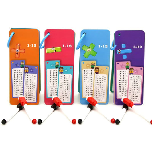 Repeatable operations tables - Multiplications, divisions, additions or subtractions, from 1 to 12 with markers