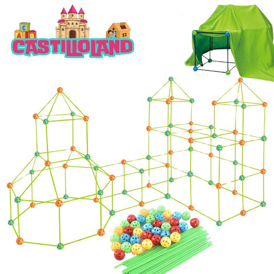 Castilloland - Building kit of little houses and structures with 102 bars and 72 connectors