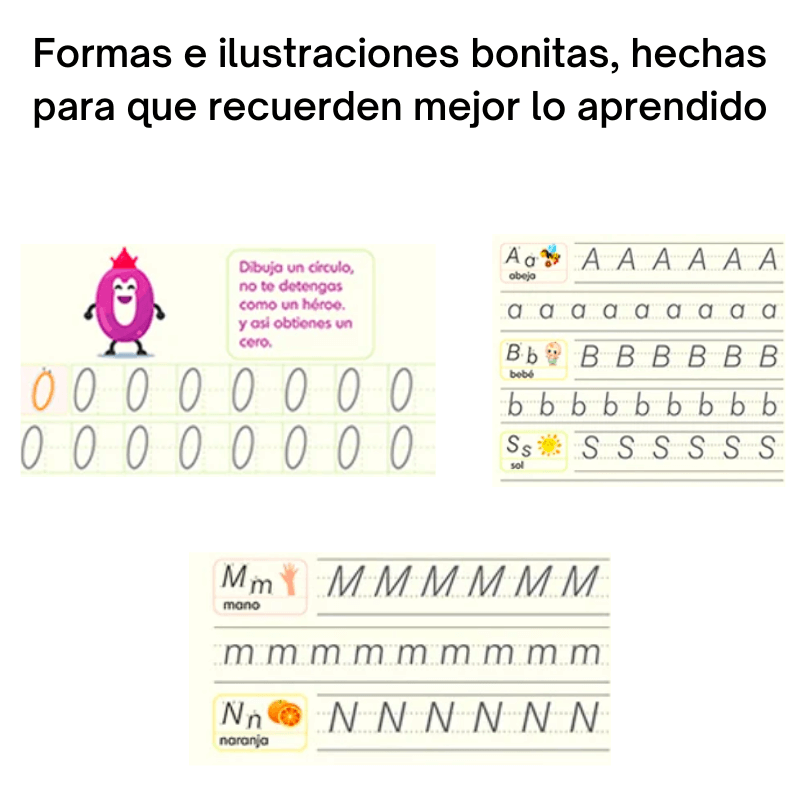 Cuadernos Mágicos - Libros de caligrafía repetibles con tinta de autoborrado, pack de 4
