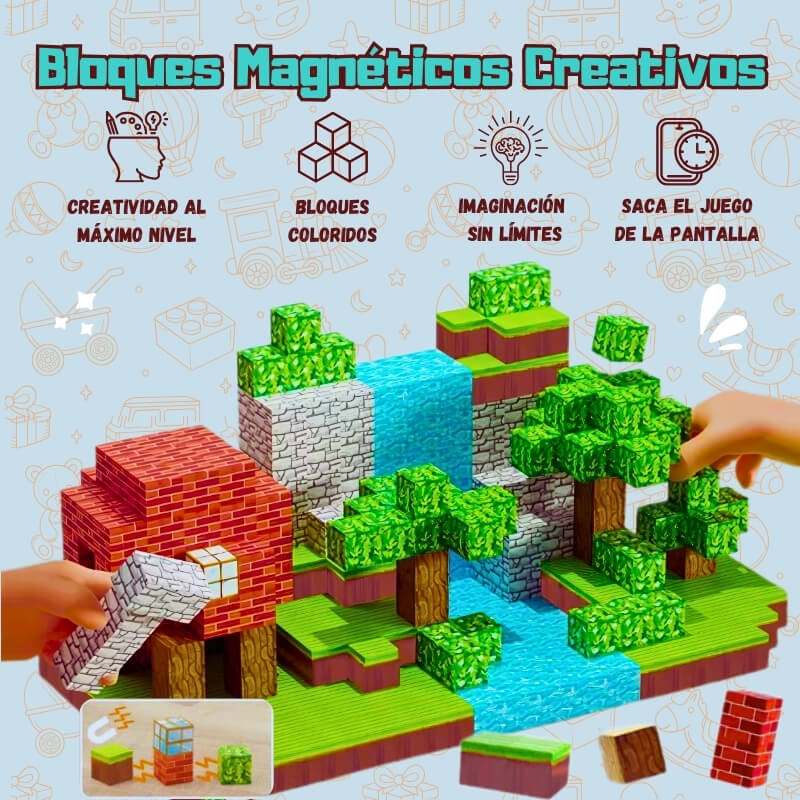 Bloques Magnéticos Creativos - Cubos con 8 imanes para crear sin límites