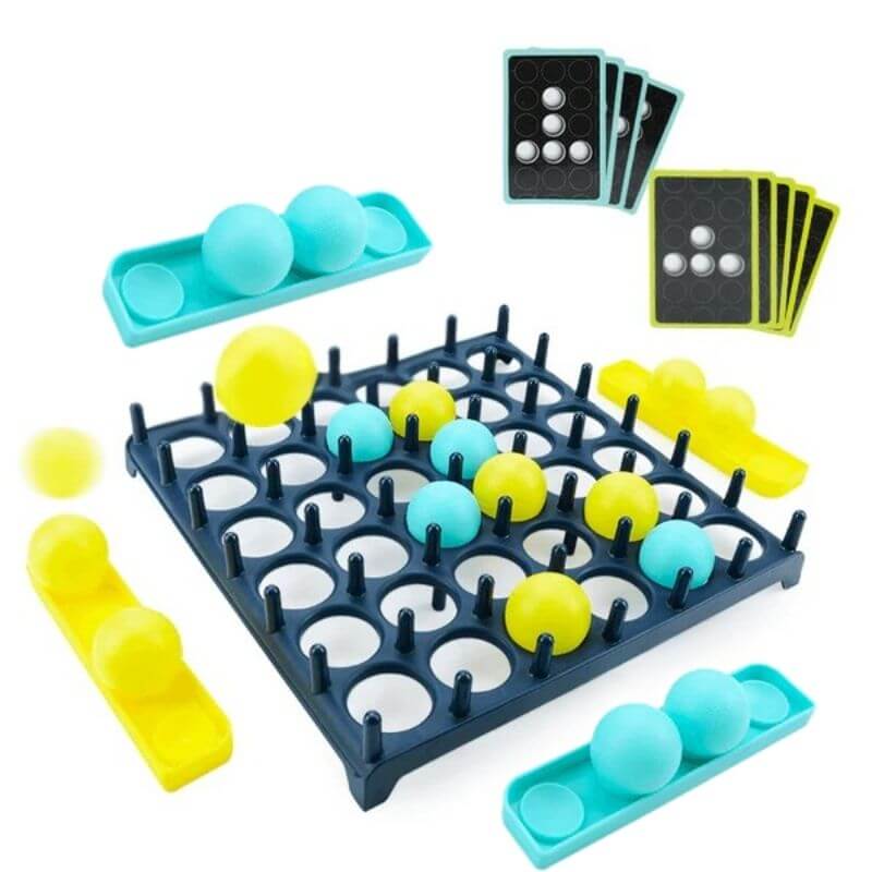Bounce Ball - Family board game with 16 balls and 9 shaped cards