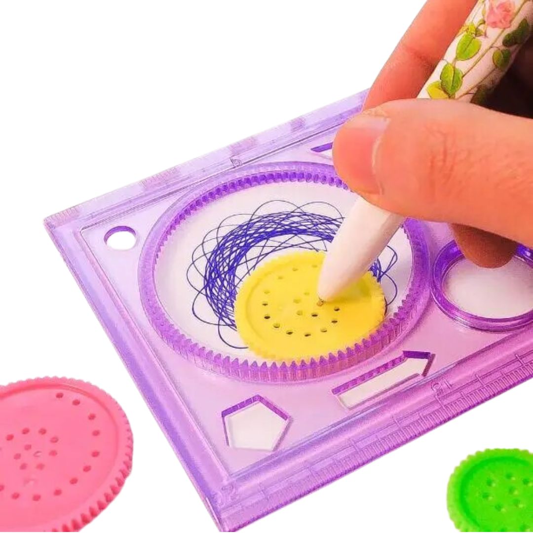 Juego de reglas y patrones Espirográficos para dibujos geométricos y cenefas - 3 en 1