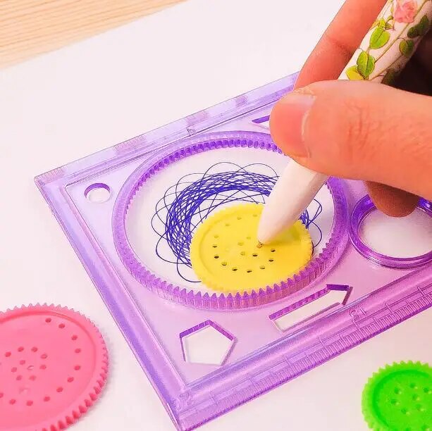 Juego de reglas y patrones Espirográficos para dibujos geométricos y cenefas - 3 en 1