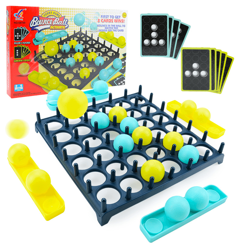Bounce Ball - Juego de mesa en familia con 16 pelotas y 9 cartas de forma