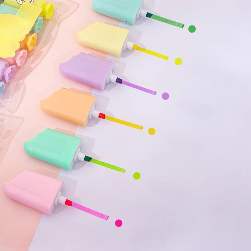 Set de 6 Subrayadores de colores en forma de helado