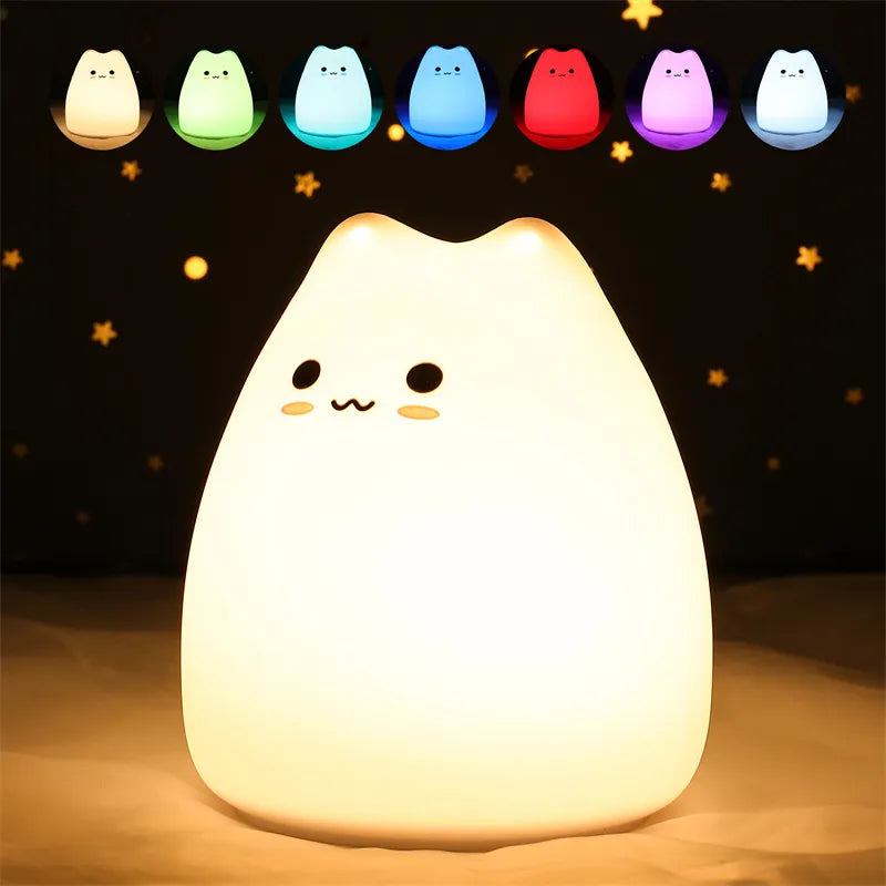 Gatiluz - Lamparita de Noche LED de silicona con luz en 7 colores
