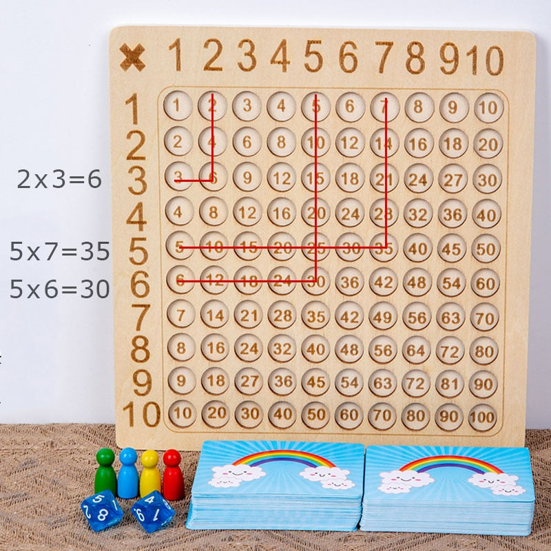Addition or Multiplication Board Game - Educational Wooden Board with Operations