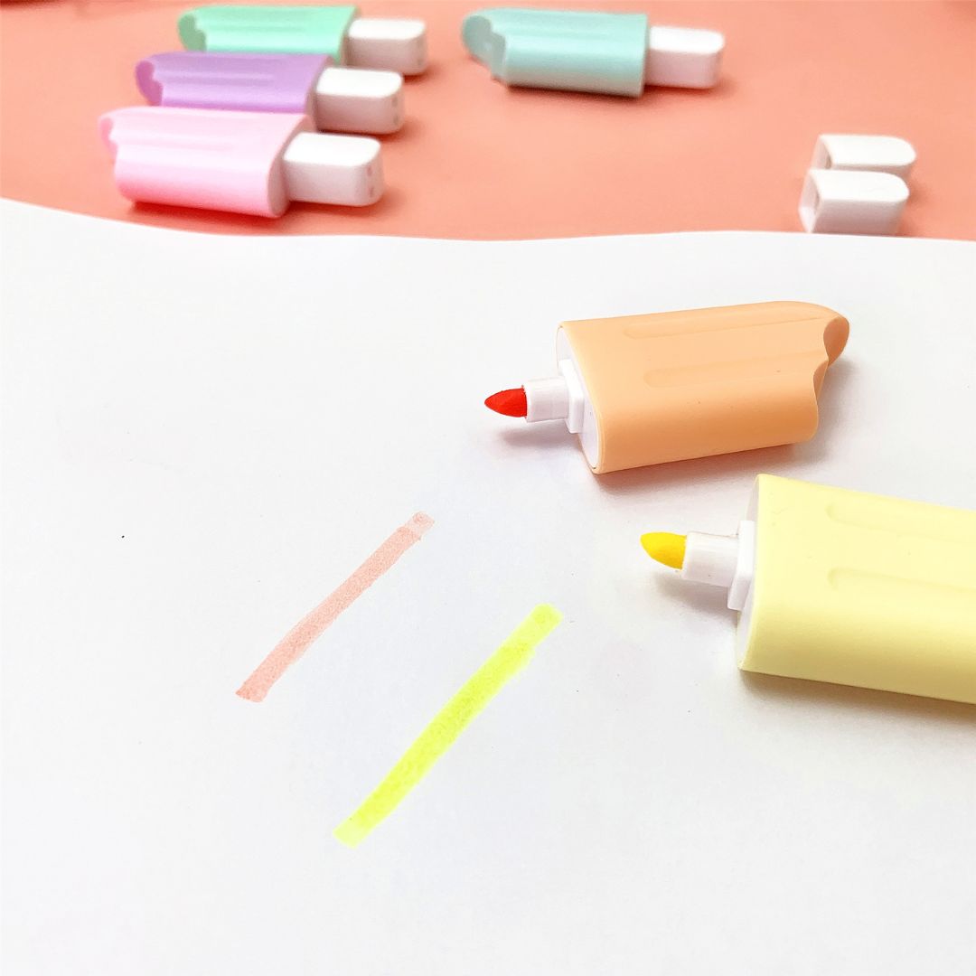 Set de 6 Subrayadores de colores en forma de helado