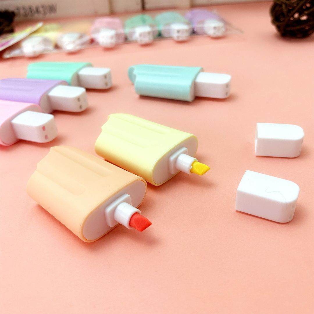 Set de 6 Subrayadores de colores en forma de helado