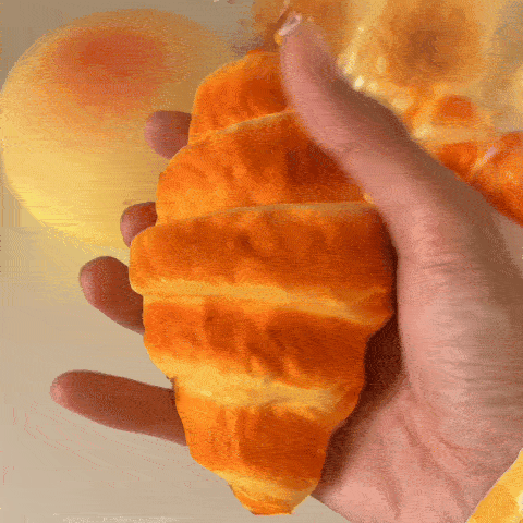 Squishy Pack! - 4 Squishies sensoriales: Mantequilla, hamburguesa, croissant y sandía