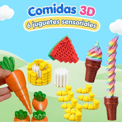 Comidas 3D - 6 juguetes sensoriales hechos con impresora 3D