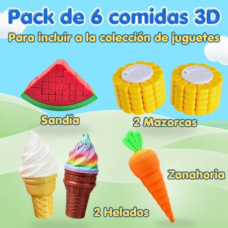 Comidas 3D - 6 juguetes sensoriales hechos con impresora 3D