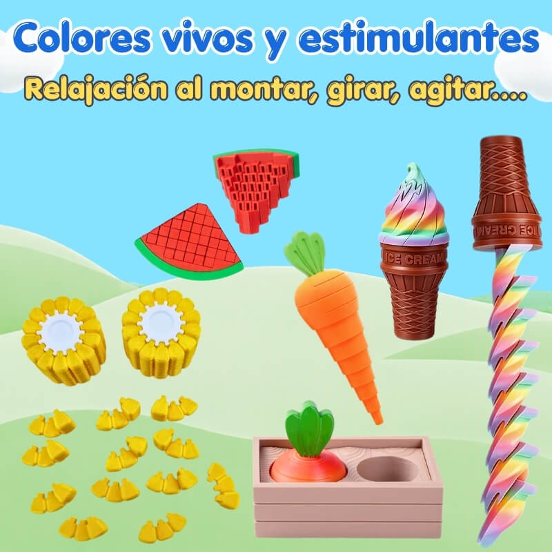Comidas 3D - 6 juguetes sensoriales hechos con impresora 3D