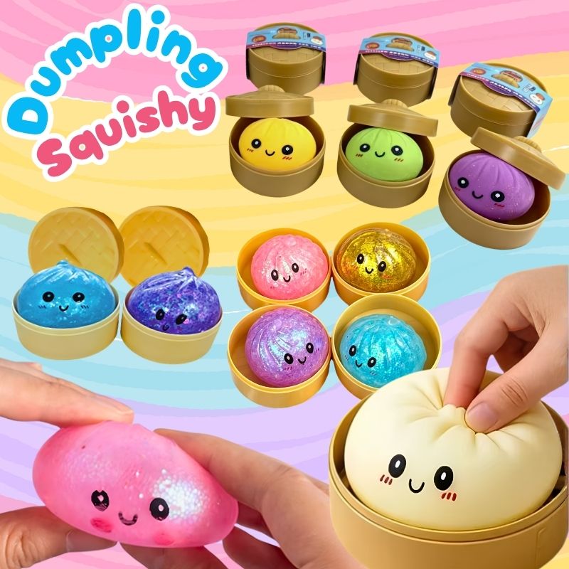 Dumpling Squishy Sorpresa! - Pack de 5 Squishies blandos con cajas de dumpling