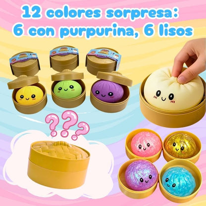 Dumpling Squishy Sorpresa! - Pack de 5 Squishies blandos con cajas de dumpling