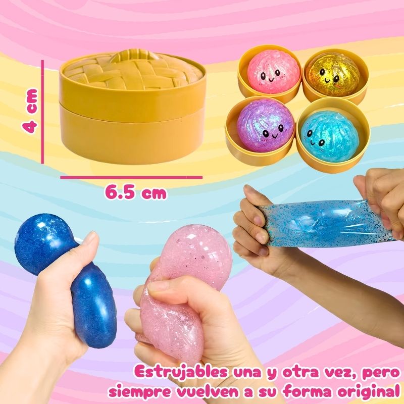 Dumpling Squishy Sorpresa! - Pack de 5 Squishies blandos con cajas de dumpling