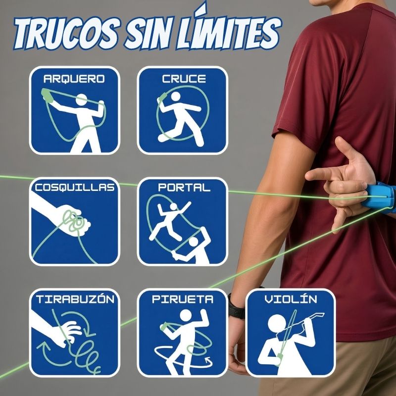 Comba Loca - Lanzador con 3m de cuerda luminosa para saltos y trucos