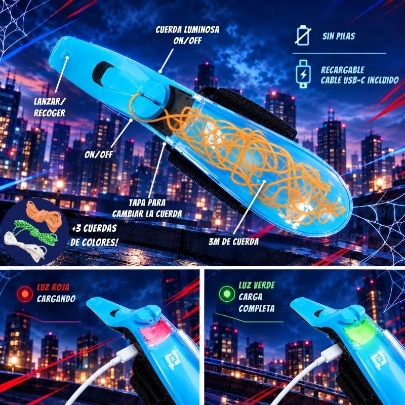 Comba Loca - Lanzador con 3m de cuerda luminosa para saltos y trucos