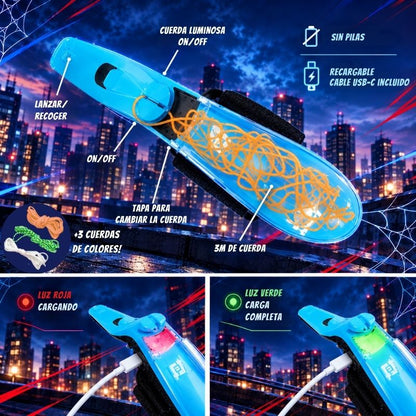 Comba Loca - Lanzador con 3m de cuerda luminosa para saltos y trucos