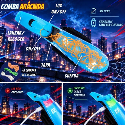 Comba Loca - Lanzador con 3m de cuerda luminosa para saltos y trucos