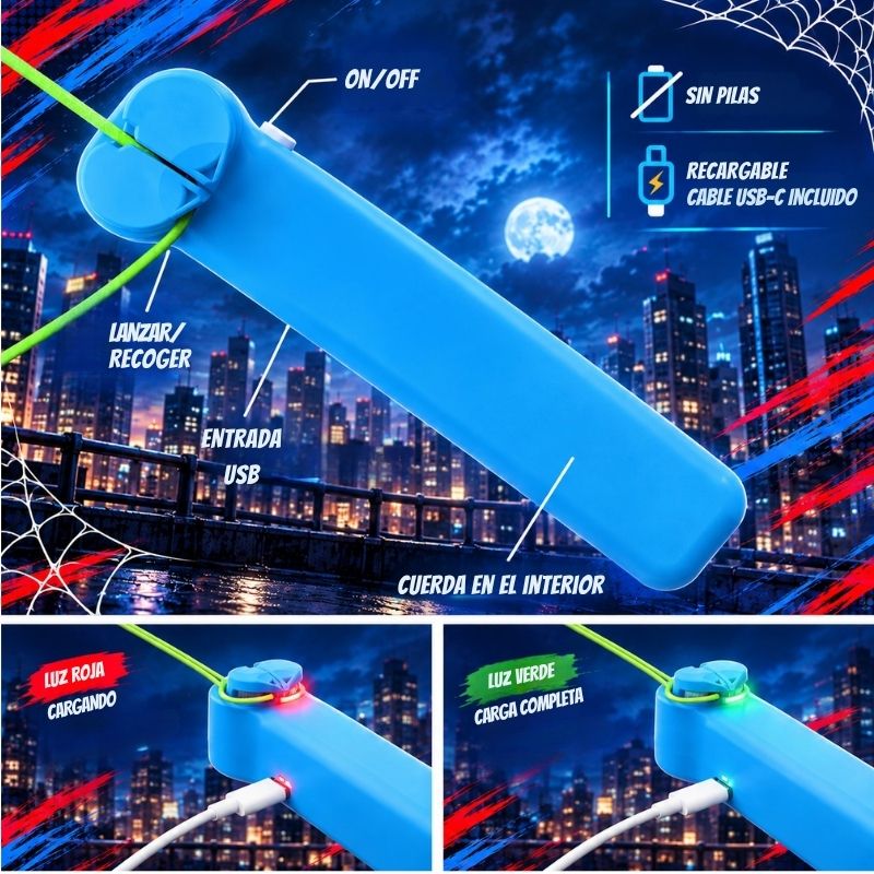 Comba Loca - Lanzador con 3m de cuerda luminosa para saltos y trucos