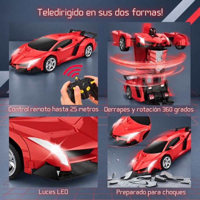 CocheBot Teledirigido - Con mando radiocontrol y transformación 2 en 1
