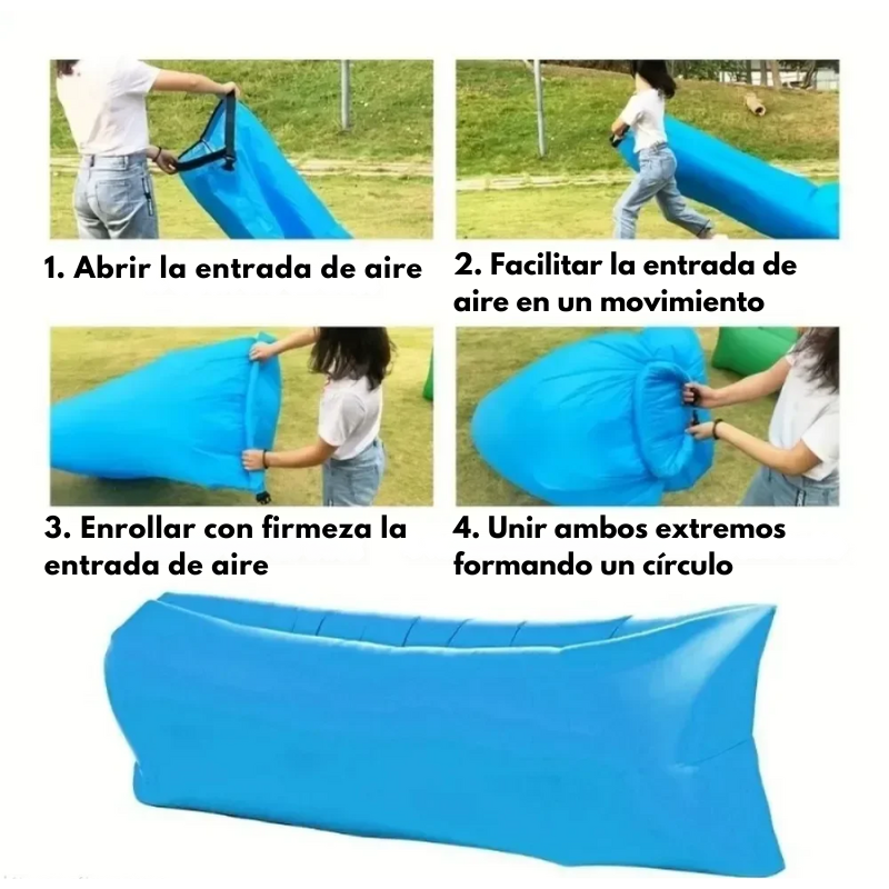 SOFÁCIL - Sofá inflable al instante de 190x70x55cm