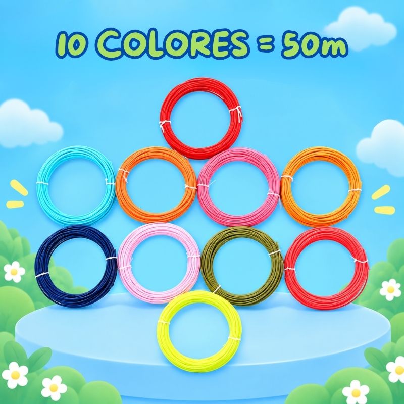 Boli de Dibujo 3D - Con 9m de FIlamentos en 3 colores y cuaderno para dibujar con plantillas