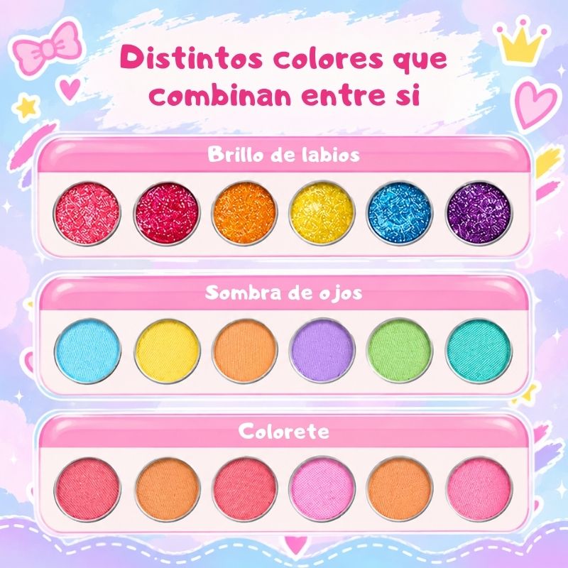 Tocador de Maquillaje Todo en 1 - Con espejo, cajones y cosméticos reales seguros para niños