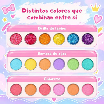 Tocador de Maquillaje Todo en 1 - Con espejo, cajones y cosméticos reales seguros para niños