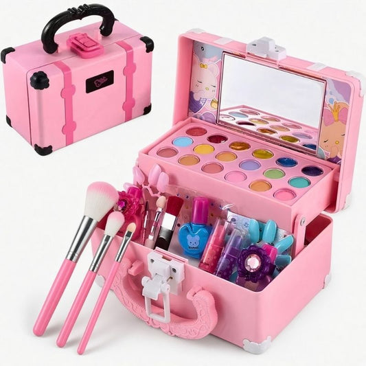 Tocador de Maquillaje Todo en 1 - Con espejo, cajones y cosméticos reales seguros para niños