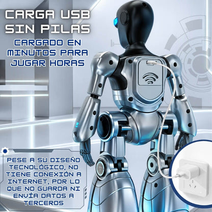RobotBro - Robot de juguete con control por voz y gestos, bandeja de reparto, mando y voz