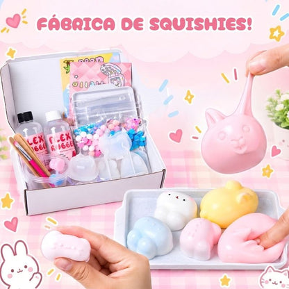 Fábrica de Squishies - Kit de manualidades con moldes, decoraciones y silicona líquida
