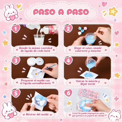 Fábrica de Squishies - Kit de manualidades con moldes, decoraciones y silicona líquida
