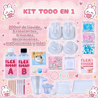 Fábrica de Squishies - Kit de manualidades con moldes, decoraciones y silicona líquida