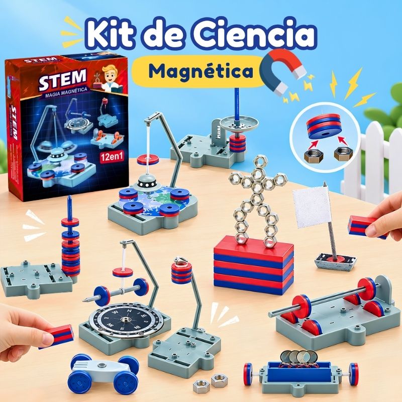 Magia Magnética - Kit de física 12 en 1 con experimentos y juegos didácticos con imanes