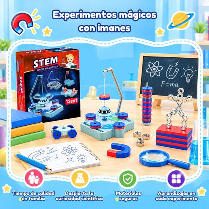 Magia Magnética - Kit de física 12 en 1 con experimentos y juegos didácticos con imanes