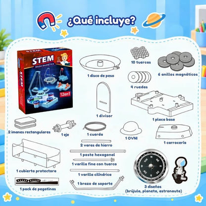 Magia Magnética - Kit de física 12 en 1 con experimentos y juegos didácticos con imanes