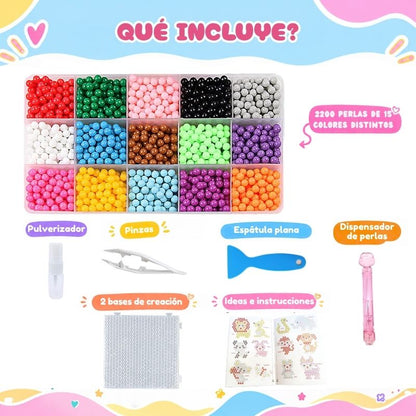 Perlas Mágicas - Kit de manualidades con 2200 perlas (15 colores) para crear sin límites